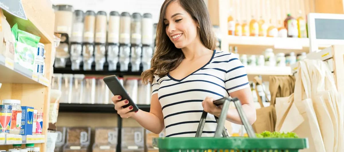 Customer shopping with a grocery delivery app